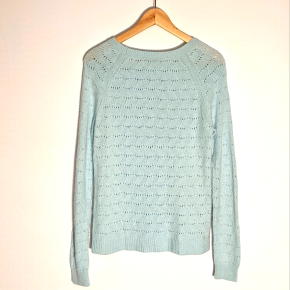 Loft Seafoam Green Knit Pullover Sweater, M - Picture 2 of 7